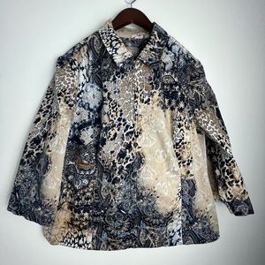 Chico’s Jacket Size 3 wild floral pattern print